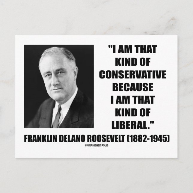 Franklin Delano Roosevelt Konservativ Liberal Vykort (Framsida)