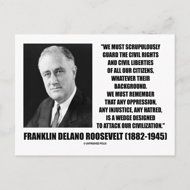 Franklin Delano Roosevelt Medborgare för civila Hö Vykort (Framsida)