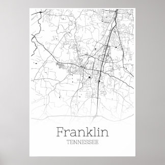 Franklin Karta - Tennessee - City Karta Poster