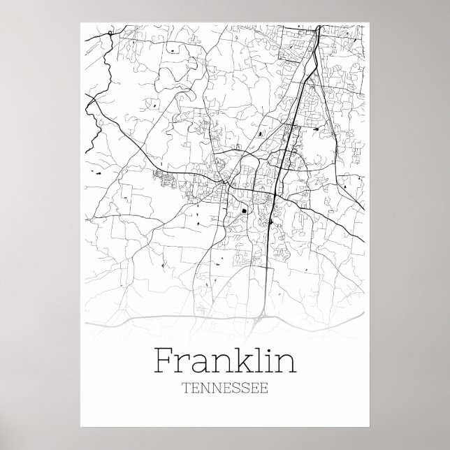 Franklin Karta - Tennessee - City Karta Poster (Framsidan)