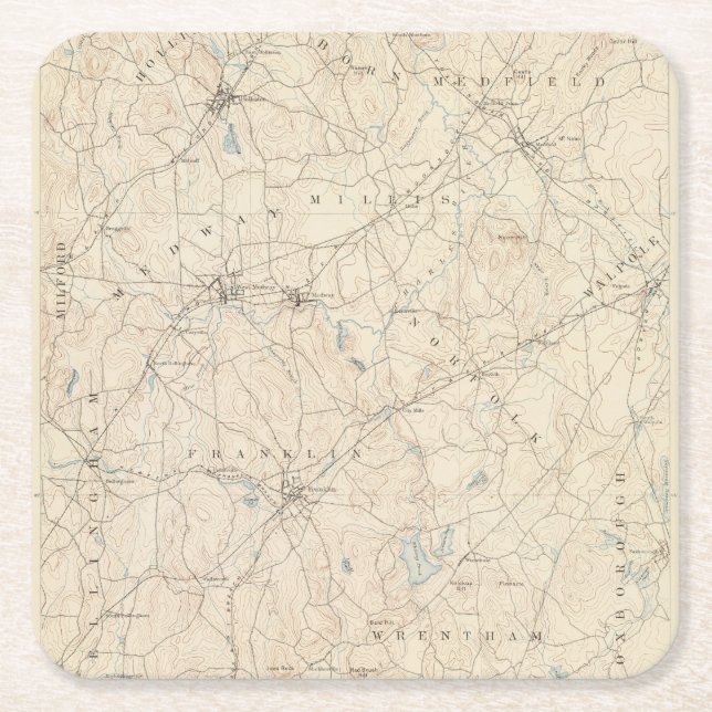 Franklin Massachusetts Underlägg Papper Kvadrat (Framsidan)
