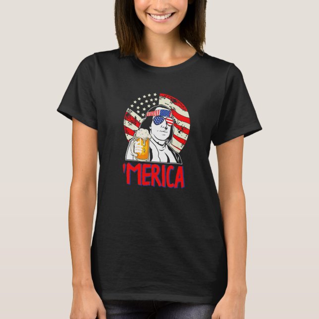 Franklin Merica  4th of July Merica Men Boys Ameri T Shirt (Framsida)