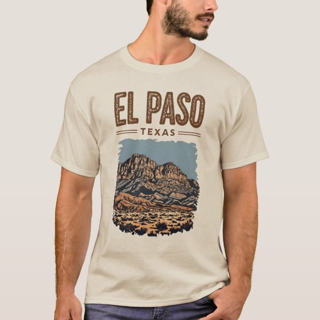 Franklin Mountains Graphic El Paso Texas T Shirt (Framsida)
