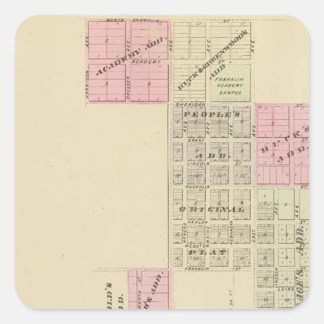 Franklin, Nebraska Fyrkantigt Klistermärke (Framsida)