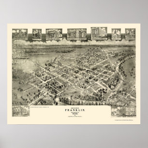 Franklin panorama- karta för VA - 1907 Poster