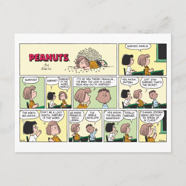 Franklin, Peppermint Patty & Marcie | Mattekurs Vykort (Framsida)