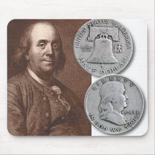 Franklin porträtt med halva dollar musmatta