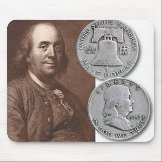Franklin porträtt med halva dollar musmatta