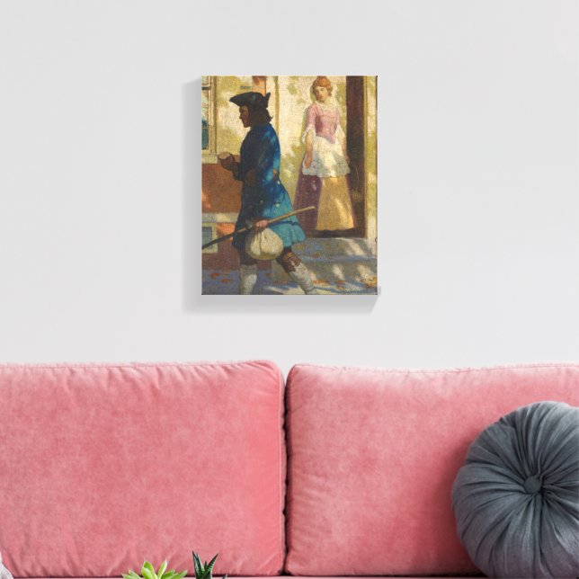 Franklins ankomst i Philadelphia av N. C. Wyeth Canvastryck (Insitu (Vardagsrum))