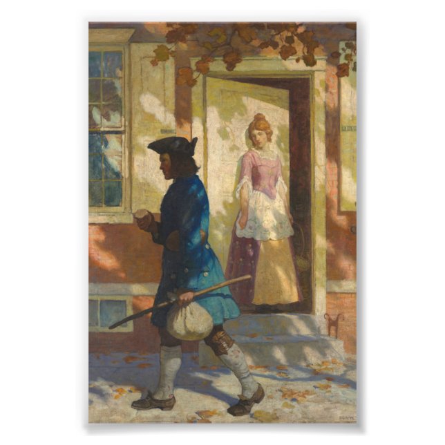 Franklins ankomst i Philadelphia av N. C. Wyeth Fototryck (Framsidan)
