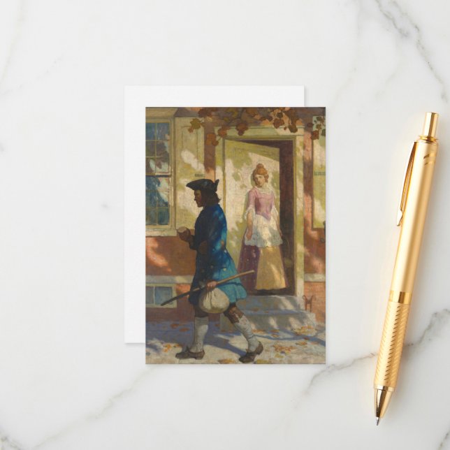 Franklins ankomst i Philadelphia av N. C. Wyeth Tilläggskort (Fram/Back In Situ)