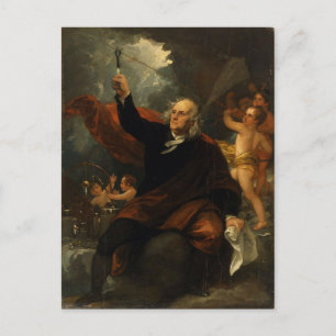 Franklins drakexperiment av Benjamin West Vykort