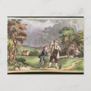 Franklins experiment med elektricitet vykort