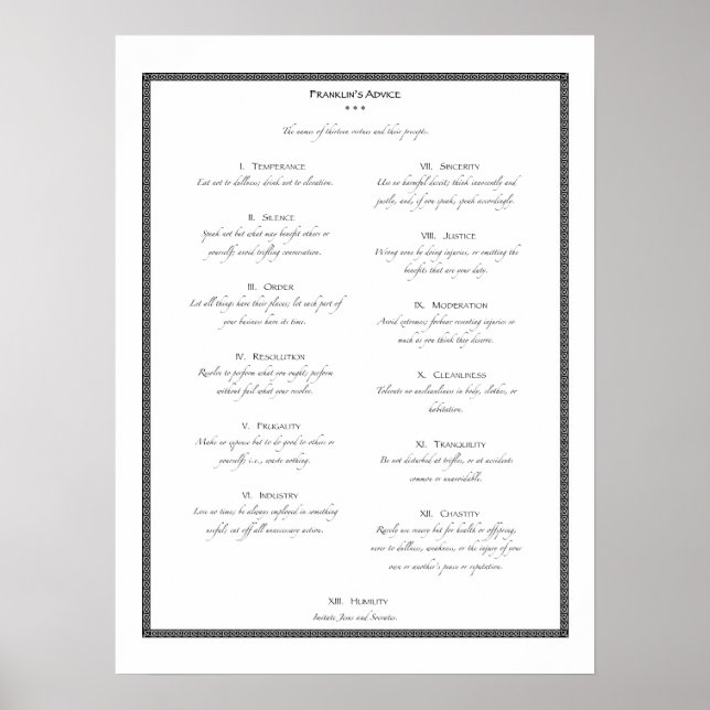 Franklins råd poster (Framsidan)