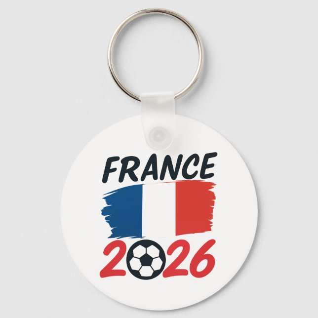 Frankrike 2026 Fotboll Fan Design Flagga Färger Nyckelring (Framsida)