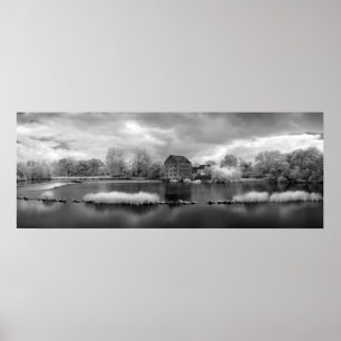 Frankrike, A Weir vid Mayenne River (version 2) Poster