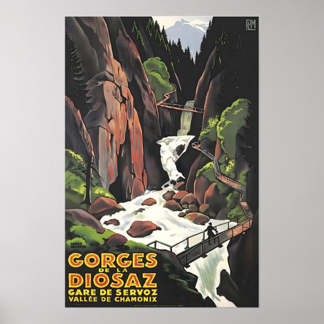 Frankrike Affisch Fransk Konst Les Houches Gorges  (Framsidan)