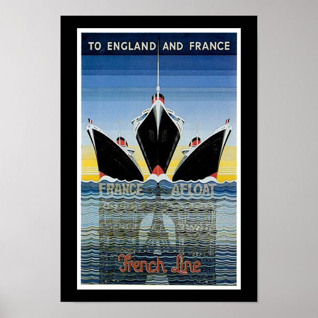 Frankrike Afloat - Poster Fransk Line (Framsidan)