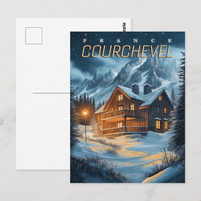 Frankrike: Alpine Äventyr - Courchevel Ski Vykort (Fram/baksida)