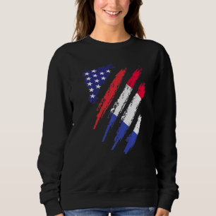 Frankrike Amerikansk Odlad Flagga USA Patriot Heri T Shirt