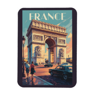 Frankrike Arc de Triomphe Resa Konst Vintage Magnet