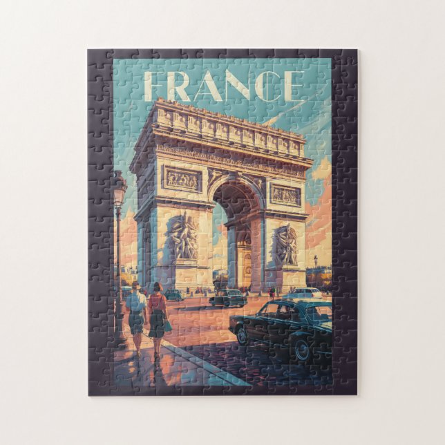 Frankrike Arc de Triomphe Travel Art Vintage Pussel (Vertikal)