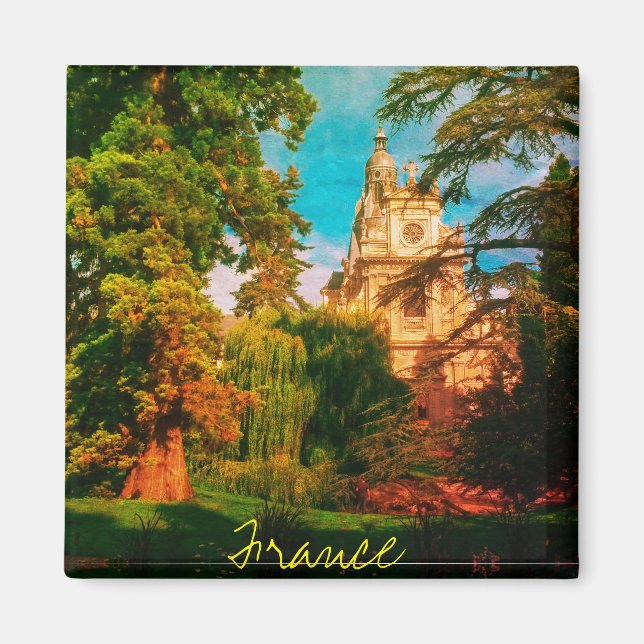 Frankrike Architecture Fransk Cathedral Nature Magnet (Framsidan)