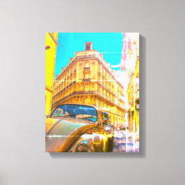 Frankrike Architecture Fransk Street Old Car Paris Canvastryck
