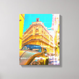 Frankrike Architecture Fransk Street Old Car Paris Canvastryck