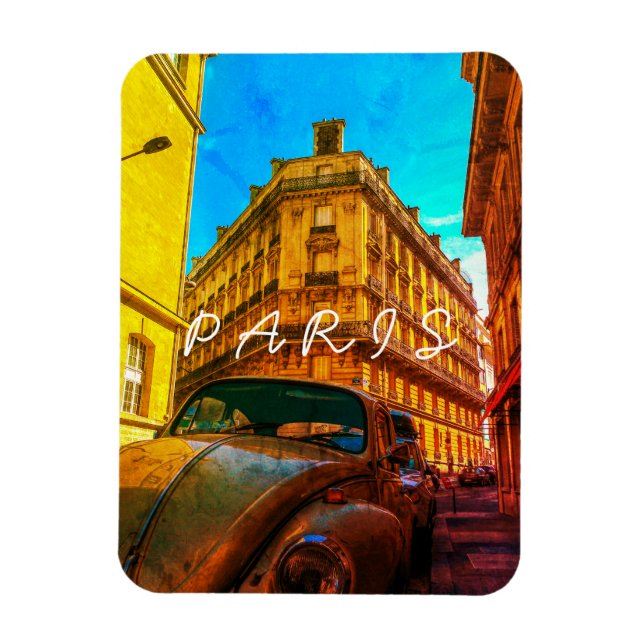 Frankrike Architecture Fransk Street Old Car Paris Magnet (Vertikal)