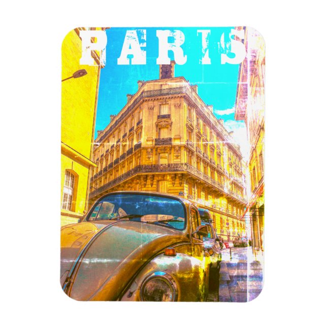Frankrike Architecture Fransk Street Old Car Paris Magnet (Vertikal)