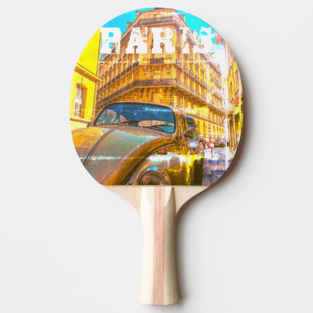 Frankrike Architecture Fransk Street Old Car Paris Pingisracket (Framsidan)