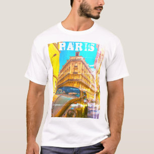 Frankrike Architecture Fransk Street Old Car Paris T Shirt
