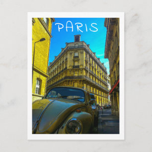 Frankrike Architecture Fransk Street Old Car Paris Vykort
