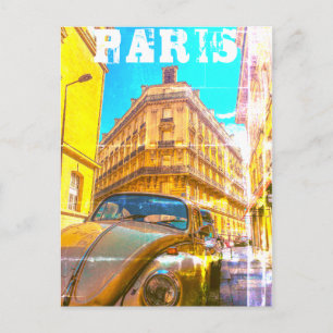 Frankrike Architecture Fransk Street Old Car Paris Vykort
