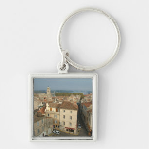 Frankrike, Arles, Provence, stadsvy från Fyrkantig Silverfärgad Nyckelring