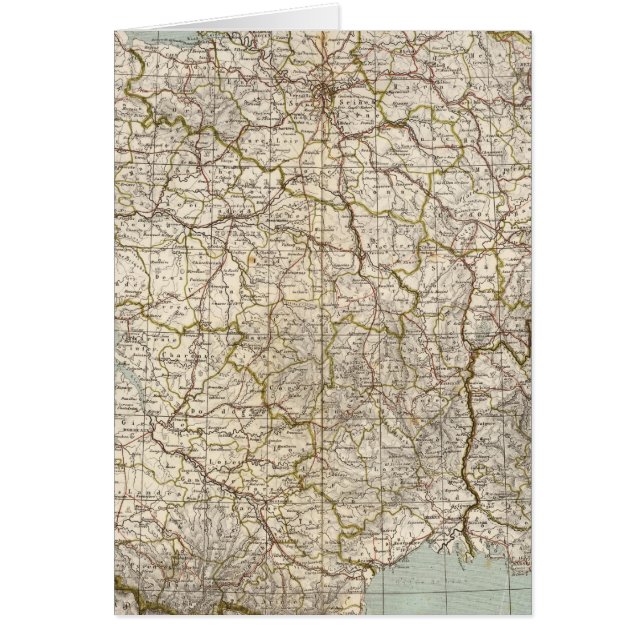 Frankrike Atlas Karta Hälsningskort (Framsidan)