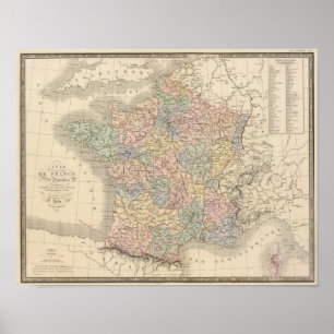 Frankrike Atlas Karta Poster
