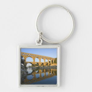 Frankrike, Avignon. Den romerska akvedukten Pont d Fyrkantig Silverfärgad Nyckelring