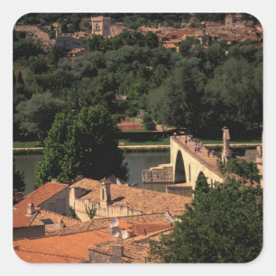 Frankrike, Avignon, Provence. Pont St, Benezet. Fyrkantigt Klistermärke