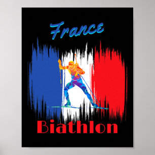 Frankrike biathlon Kor-land ski och Rifle Shooti Poster