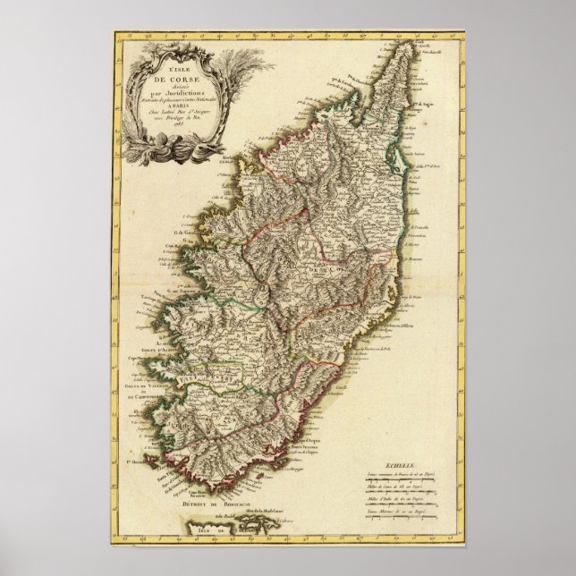 Frankrike Boundries Karta Poster (Framsidan)