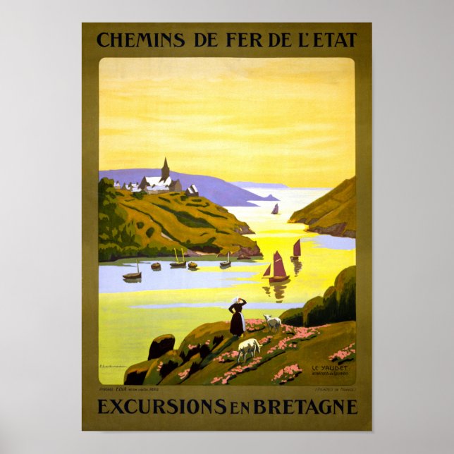 Frankrike Bretagne Vintage resor Poster återställd (Framsidan)
