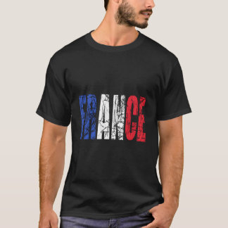 Frankrike Brev - Fransk Flagga Distress T Shirt