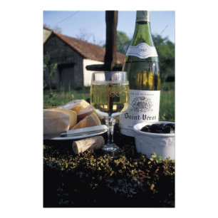 Frankrike, Burgund, Chablis. Lokalt vin och Fototryck