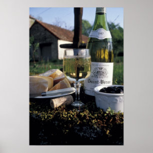 Frankrike, Burgund, Chablis. Lokalt vin och Poster