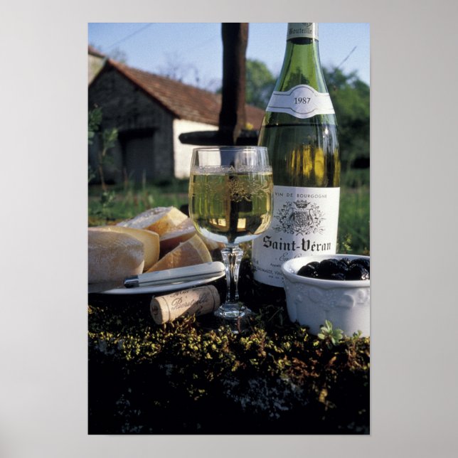 Frankrike, Burgundy, Chablis. Vin och Poster (Framsidan)