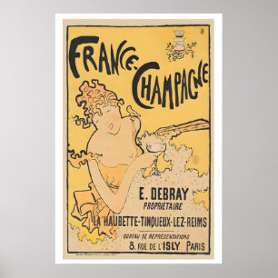 Frankrike-Champagne, 1891 - Vintage mat & dryck Poster
