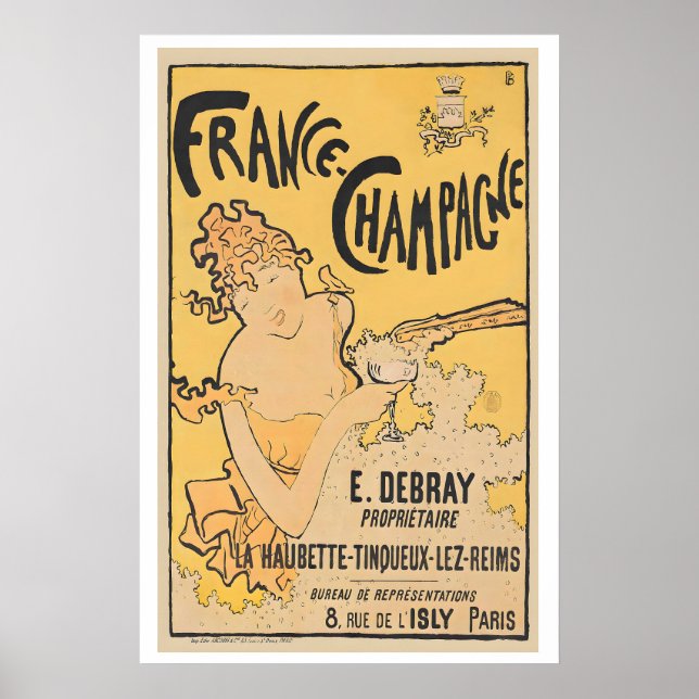 Frankrike-Champagne, 1891 - Vintage mat & dryck Poster (Framsidan)