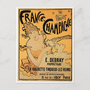 Frankrike Champagne Vintage Vin Drink Ad Art Vykort